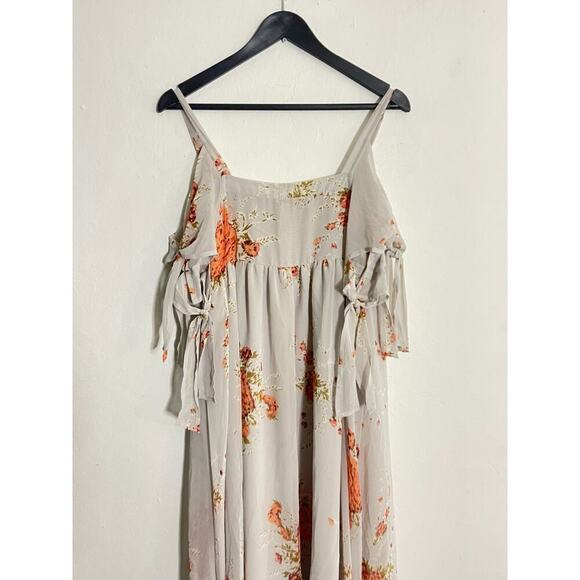 Free People Dress S Maxi Floral Flowy Tied To You Cold Shoulder Whimsical Boho - Picture 10 of 11